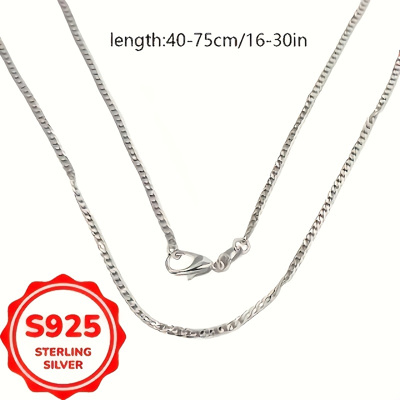 Unisex 925 Silver Chain Necklace, Elegant and Simple Gift